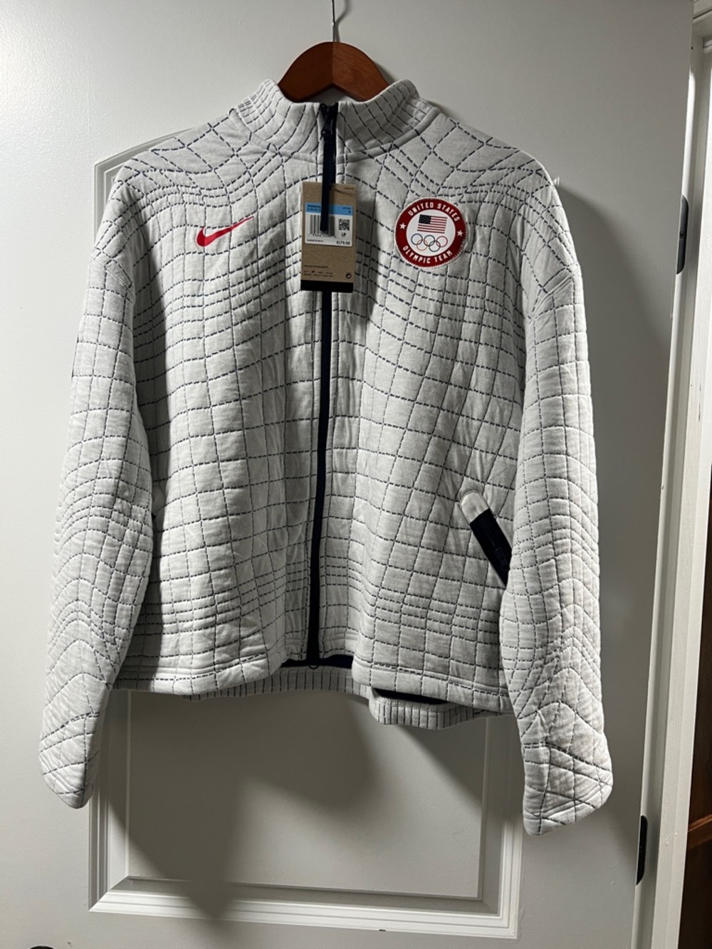 Nike White Quilted USA Olympic Team Full-Zip Jacket